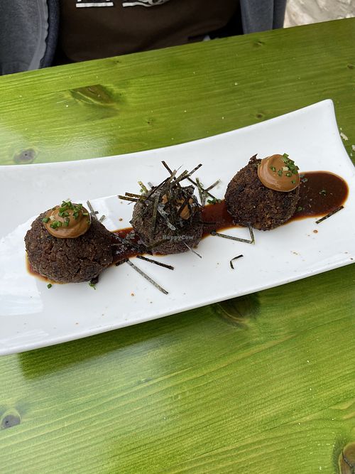 Japanese rice balls with teriyaki sauce at Gaia in Burgos