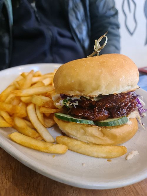 Korean chickn burger at One for the Crow in Maidstone