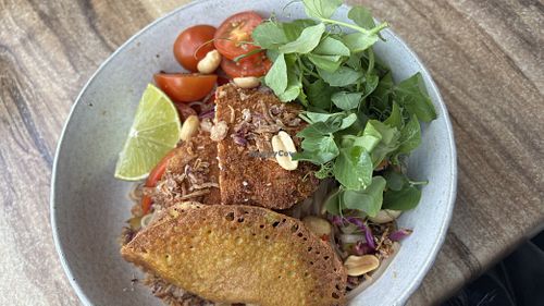 Pad thai - with “chicken” schnitzel and “egg”. Absolutely deliciouss  at One for the Crow in Maidstone