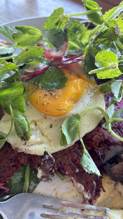 Potato rosti with vegan egg  at One for the Crow in Maidstone