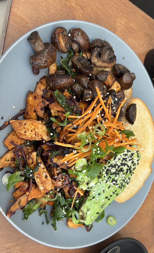 Chilli tofu with mushrooms  at One for the Crow in Maidstone