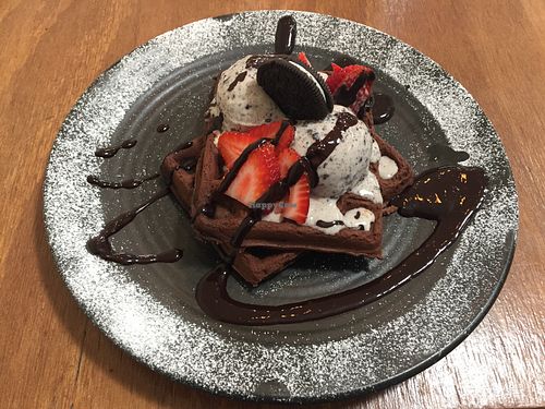 Chocolate cookies and cream waffle (special) at One for the Crow in Maidstone