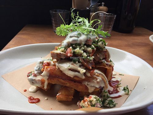 HSP on waffle fries (special) at One for the Crow in Maidstone