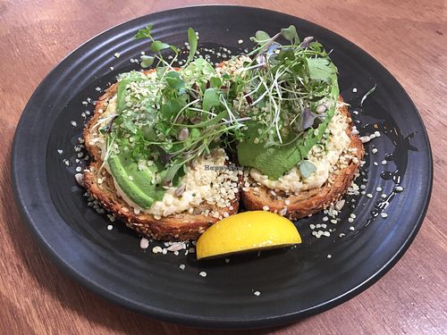 Hommus and avocado toast  at One for the Crow in Maidstone