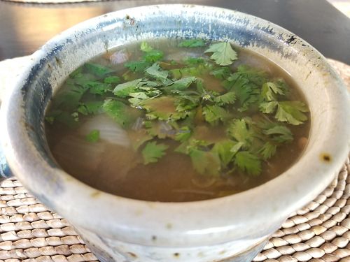 Lentil Soup at Cocina del Sr Conejo a base de Plantas in Tijuana