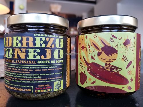 Their own sauces for sale at Cocina del Sr Conejo a base de Plantas in Tijuana