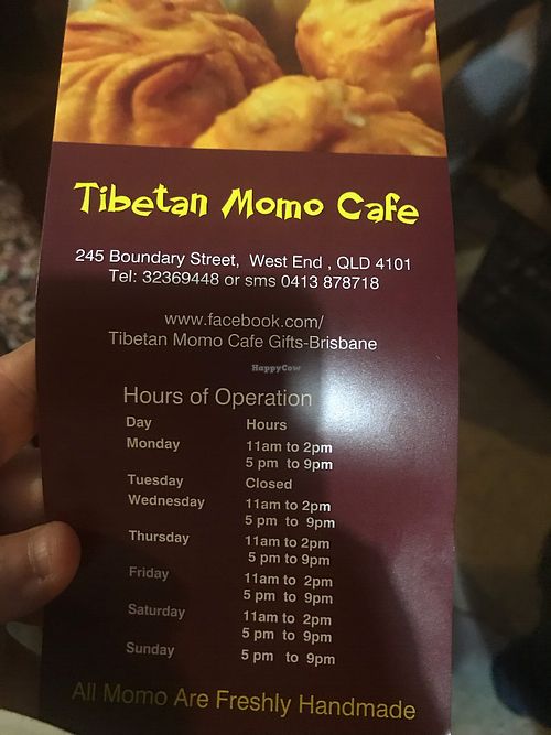 Opening times July 2018 at Tibetan Momo Cafe & Gifts in West End