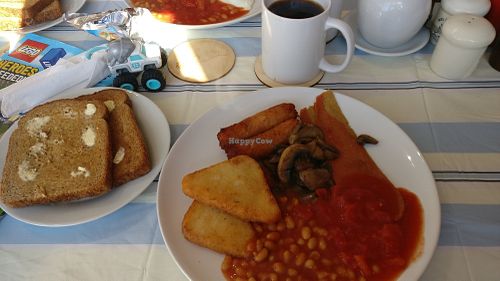 Cooked vegan breakfast.  at Bea's Cafe in Manchester