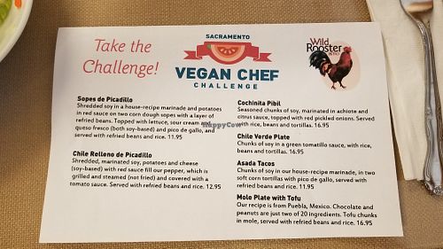 October's Vegan Chef Challege special menu at Wild Rooster Bistro in Fair Oaks