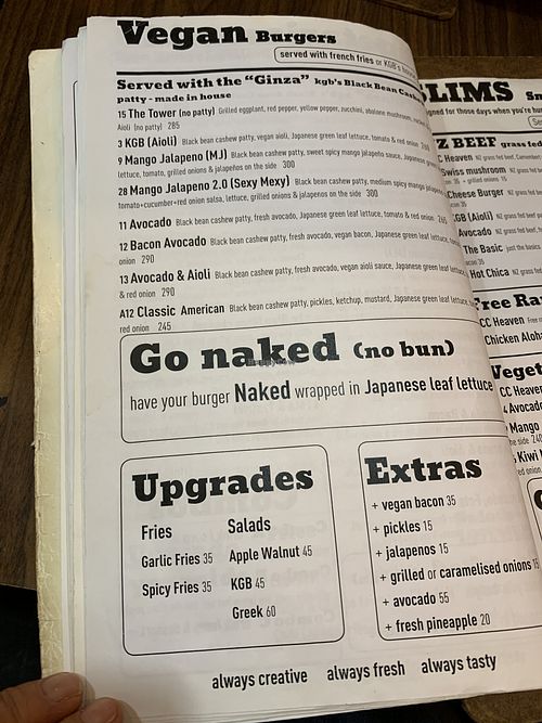 Vegan and veggie specials  at KGB Kiwi Gourmet Burger  in Taipei