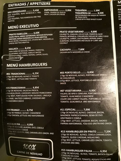 Carta at Casa Das Arepas in Porto