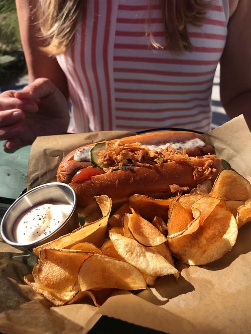 Vegan dog, vegan remoulade... yummy  at Coattails in Dunedin