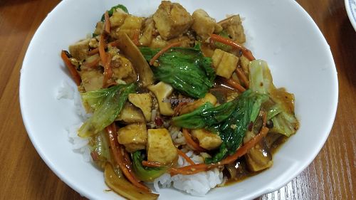 Spicy vegetable rice at Wu You You Su Dou Fang in Fuzhou