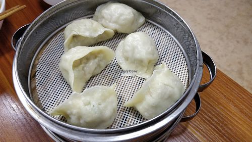 Vegetable dumplings at Wu You You Su Dou Fang in Fuzhou