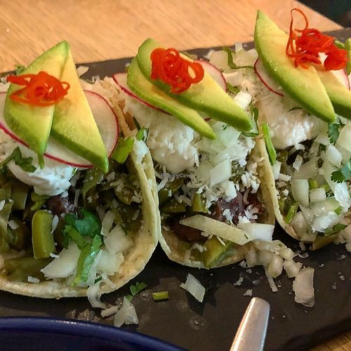 Taco de nopal, cactus tacos. at Taqueria El Rey in Helsinki