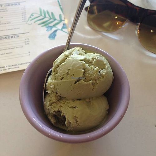 Green Tea Ice Cream (coconut milk based).  at Hibiscus in Toronto