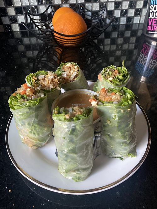 Spring Rolls Enjoyed at Home 😛💗  at Merit Vegan Restaurant in Sunnyvale