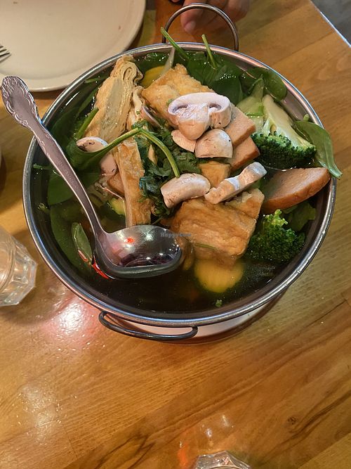 Soup on a Cloudy Bay Area Day 💕💕💕 Lots of Veggies - Omnivore Approved!  at Merit Vegan Restaurant in Sunnyvale