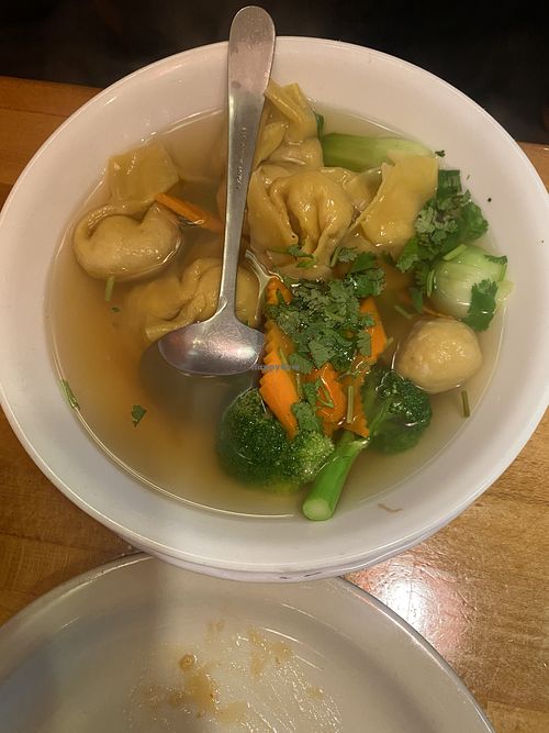 Wonton Soup - Omnivore Approved 💕  at Merit Vegan Restaurant in Sunnyvale