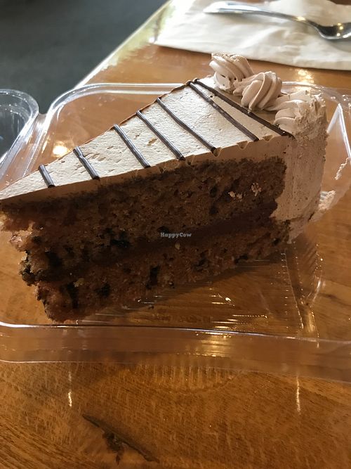 Mocha chocolate cake at Merit Vegan Restaurant in Sunnyvale