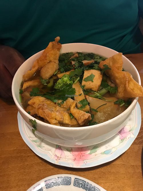 Wonton soup at Merit Vegan Restaurant in Sunnyvale