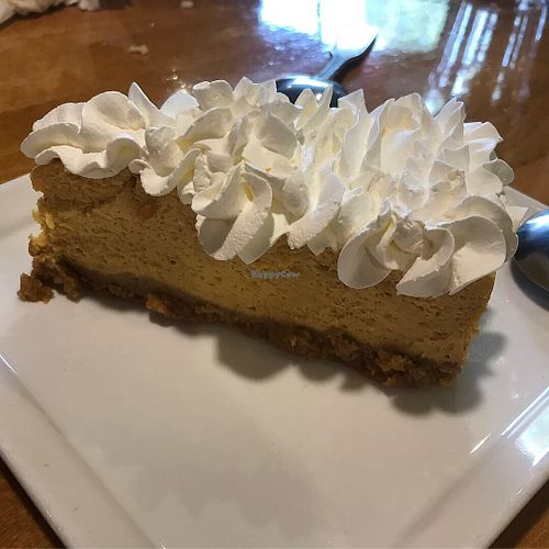 Pumpkin cheesecake  at Merit Vegan Restaurant in Sunnyvale
