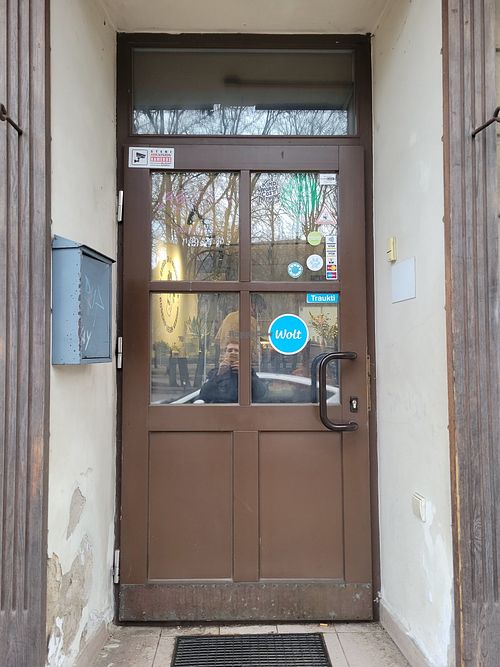 Door at RoseHip Vegan Kebabs in Vilnius