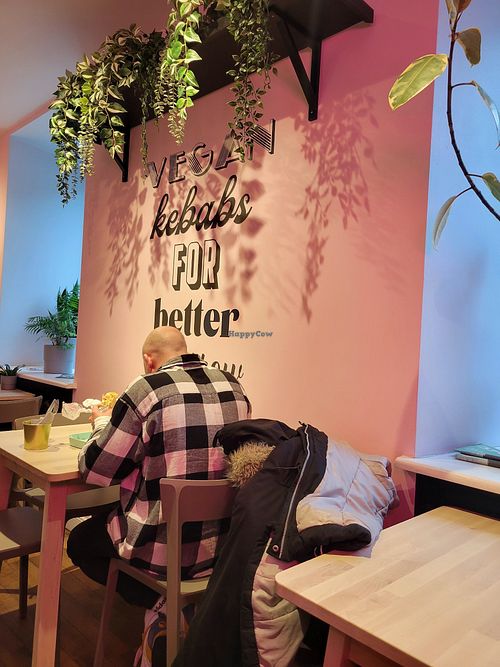 Inside at RoseHip Vegan Kebabs in Vilnius