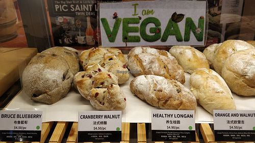 Vegan breads are clearly labelled with green dot at Duke Bakery - myVillage in Central Singapore