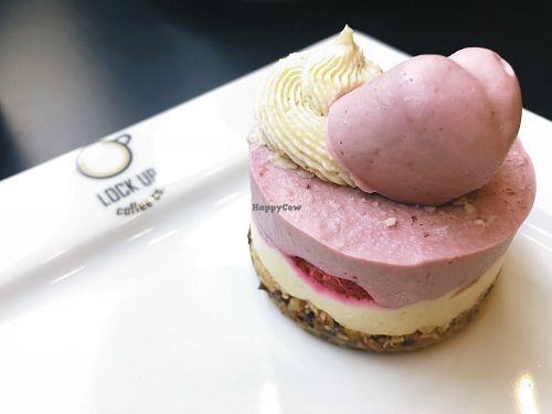 Vegan Raspberry and Vanilla Cake at Lock Up Coffee in Istanbul