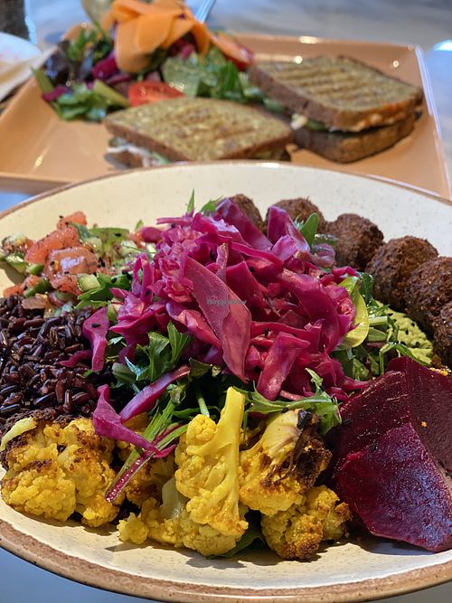 Veg toast, falafel salad  at Healin Foods in Istanbul