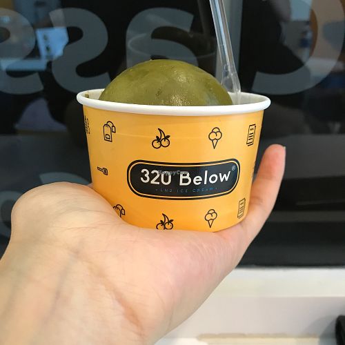 Matcha sorbet at 320 Below - OneKM in Central Singapore