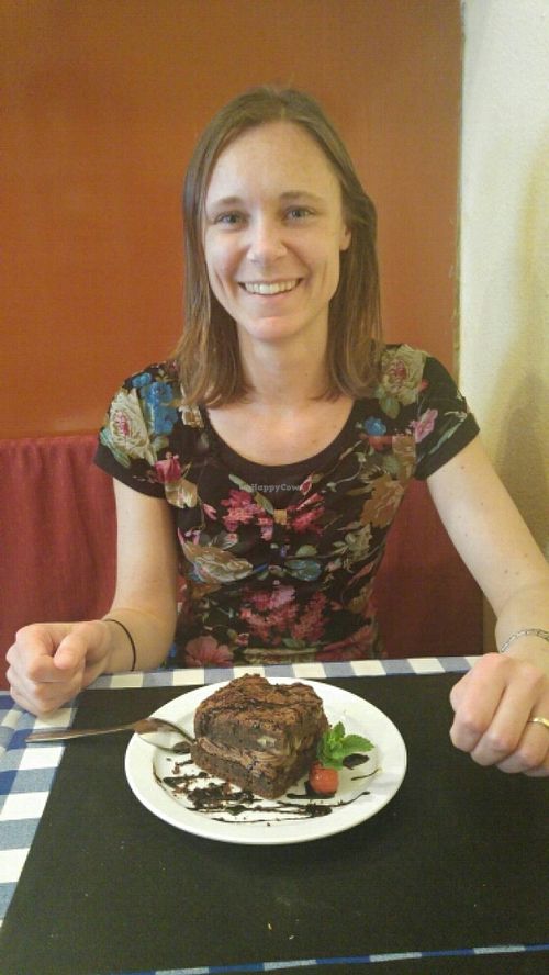 Chocolate cake at El Estragon Vegetariano in Madrid