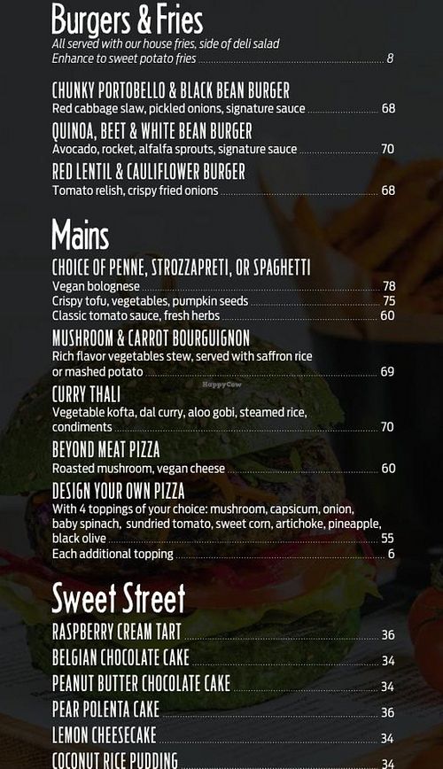 Menu at Café 302 in Abu Dhabi