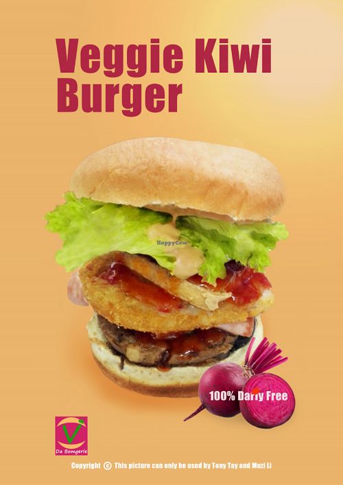 This is our most popular Veggie Kiwi Burger at Da Bomgerie Burger in Sydney