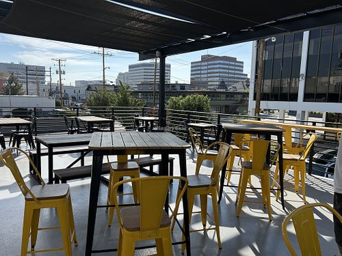 Outdoor seating at upstairs cafe   at Great Basin Community Food Co-op in Reno