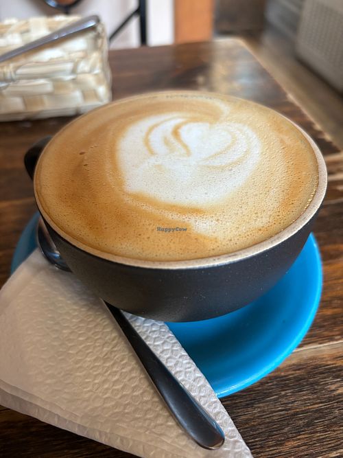 Oatmilk latte at Cafe de Nucallacta in Cuenca