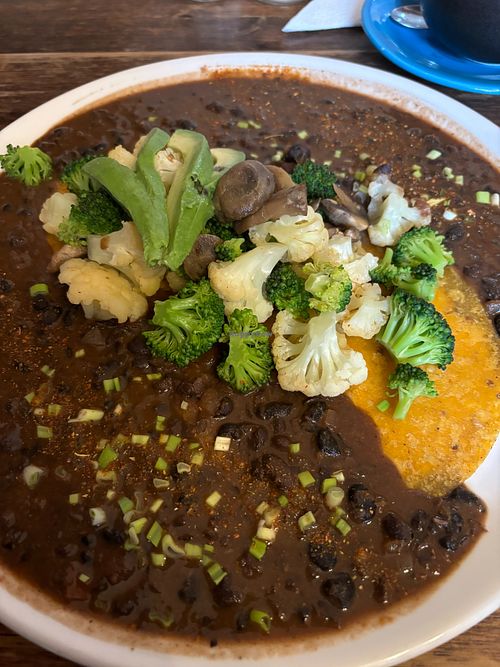 Veganos rancheros at Cafe de Nucallacta in Cuenca