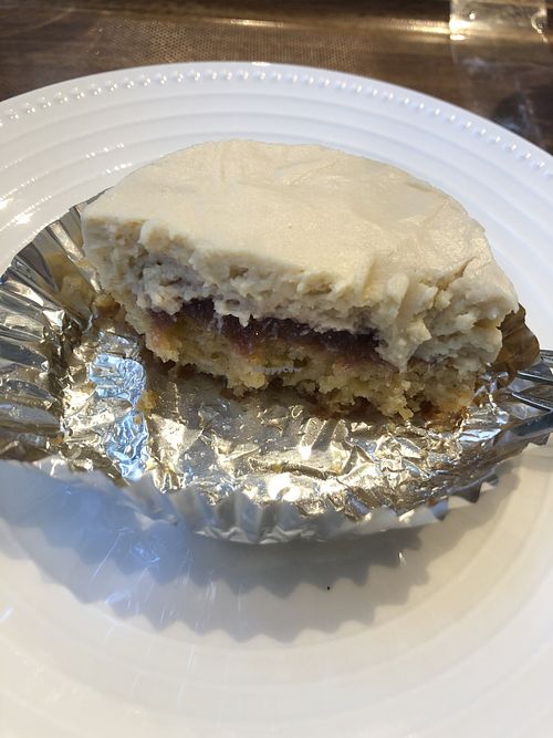 Vegan soy no bake cheese cakes - has a fruit layer in the middle :) at Takagiya in Tokyo