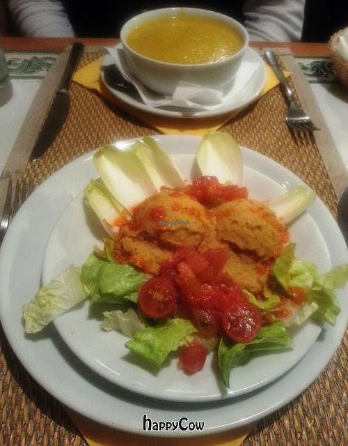 Leek and Potato cream and Rice with Vegetables at Tribunal in Madrid