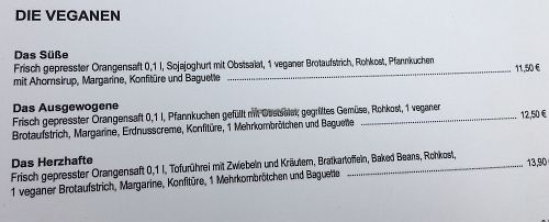 Die veganen frühstücke  at Schwarzer Walfisch  in Heidelberg