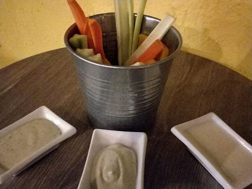 Pinzimonio Ibiza comes with oil, salt, pepper, basil dip and garlic dip at Pinzimonio in Como