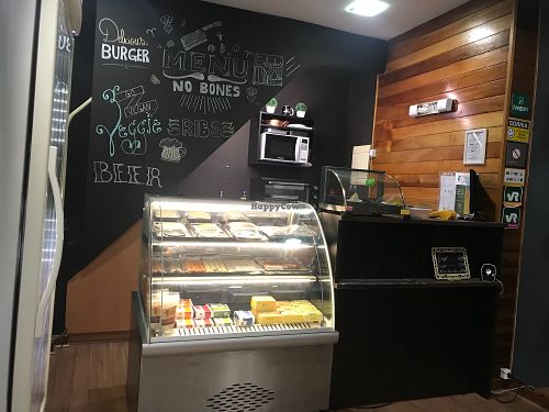 Deli case and counter at No Bones - The Vegan Butcher Shop in Niteroi