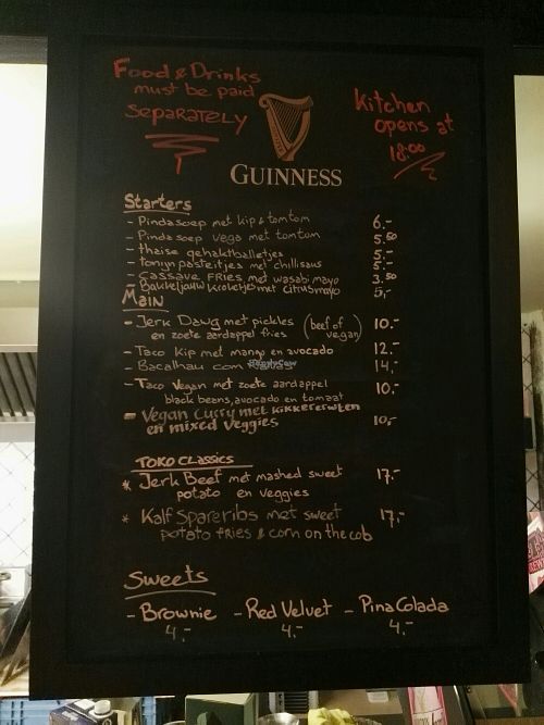 menu (March 2018) at Toko Trash in Rotterdam