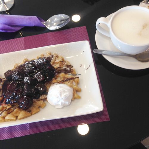 Black Forest gateau waffles  at Waffle On Clacton in Clacton-on-sea