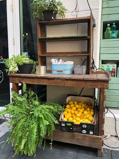 Self serve plastic cutlery area  at Miami Fresh Cafe in Miami