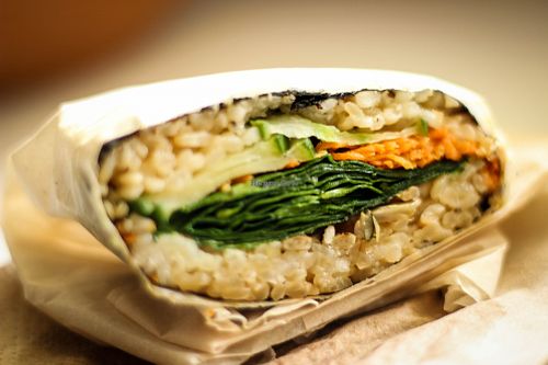 tempeh sushi sendwich at Onigirazu in Prague