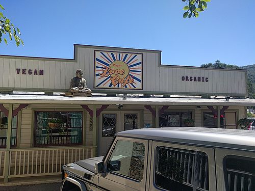 Outside hanging at Love Cafe  in Oakhurst