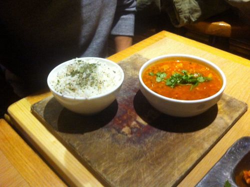 Dahl & rice (intead of non-vegan bread) at W Der Imbiss - Prenzlauer Berg in Berlin