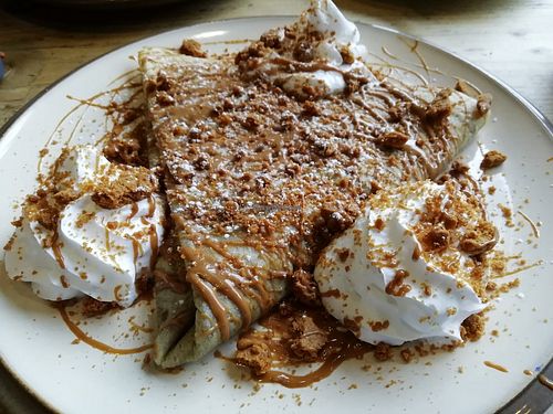Biscoff crepe and cream (on special) #veganuary at The Glasvegan in Glasgow